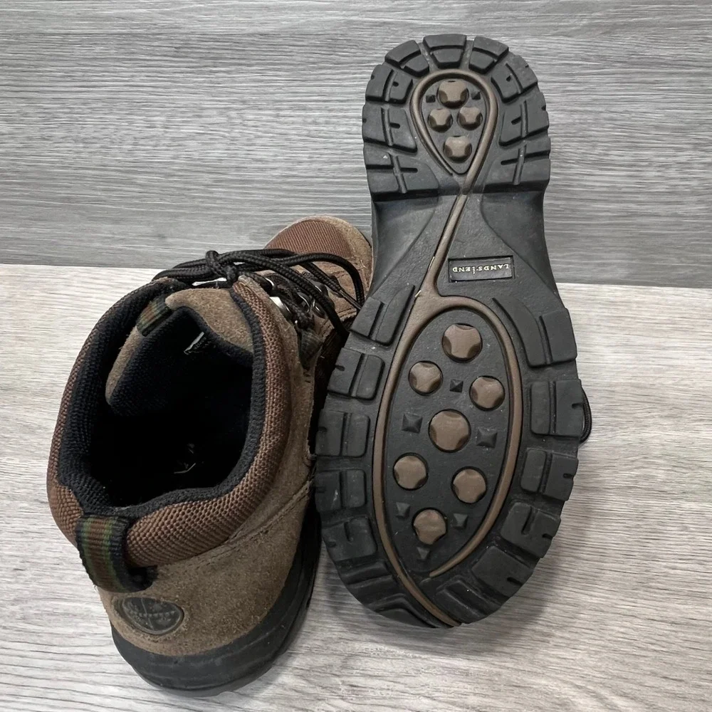 Lands' End Kids Brown Suede Leather‎ Hiking Trail Ankle Boots Size 6 1/2B Shoes